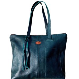Forest green leather Cazimi XXL tote bag
