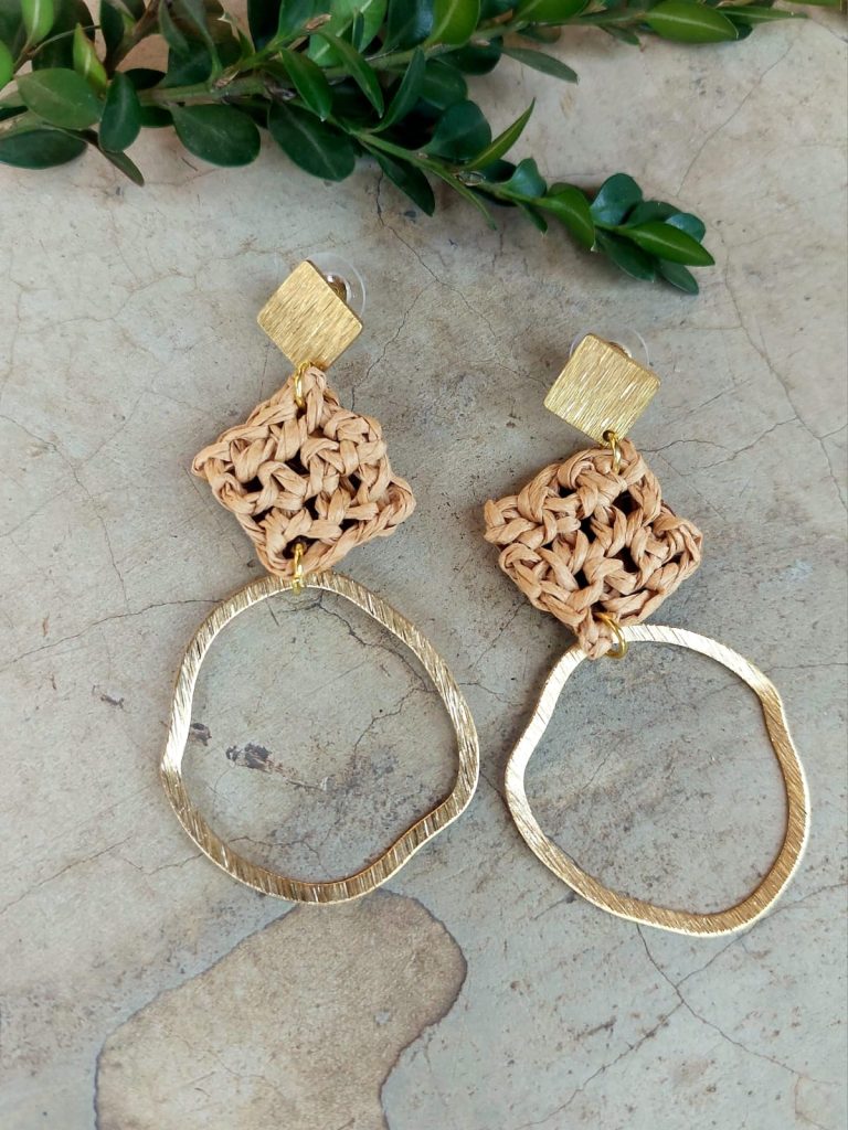 Khalani Earring Rafia Square