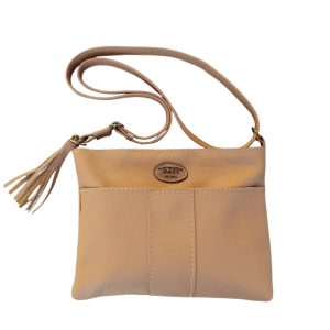 Small crossbody leather handbag colour sand