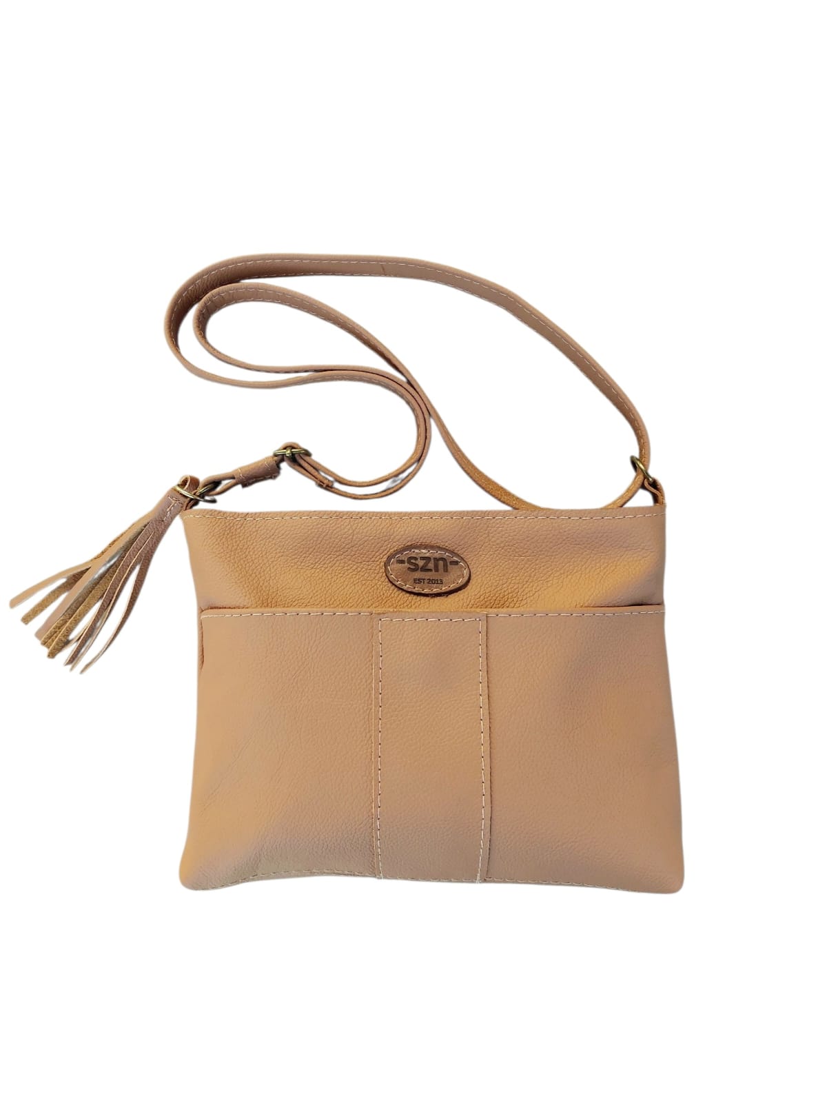Small crossbody leather handbag colour sand