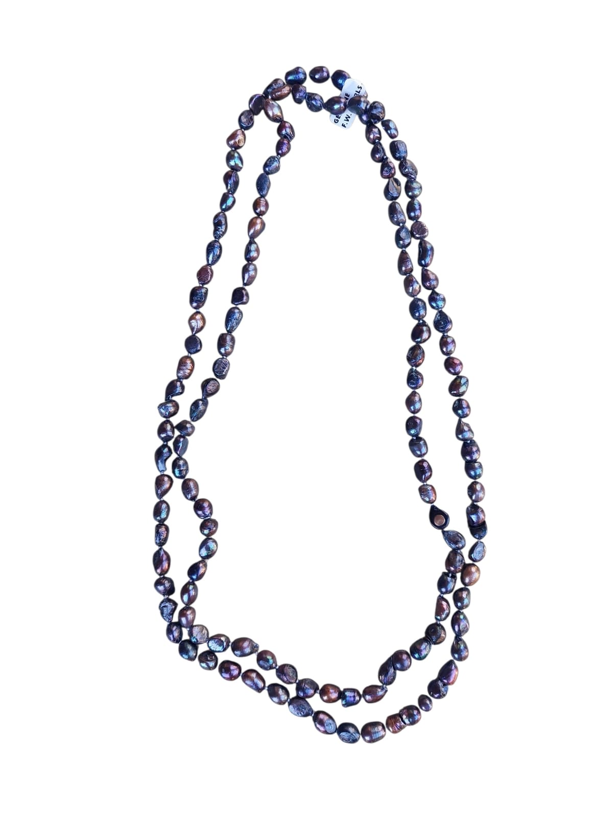 One long 1.8m strand of irregular dark grey string of pearls