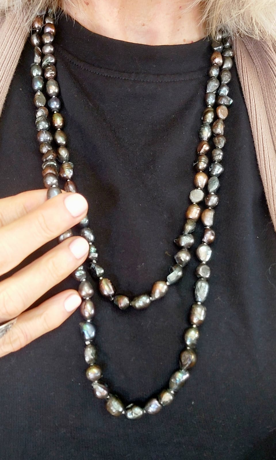 Freshwater pearls Dark Grey - Image 4