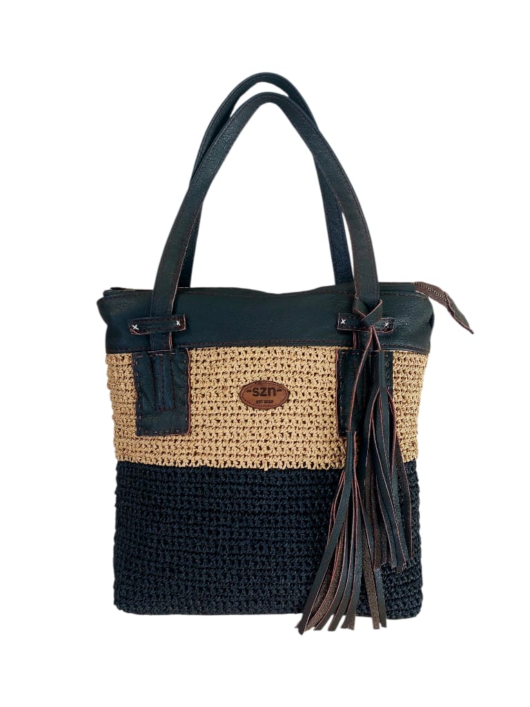 Jadida raffia and leather handbag