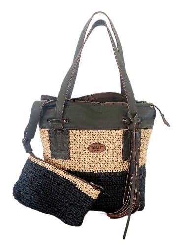 Jadida raffia and leather handbag - Image 3