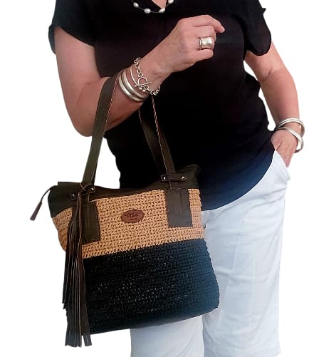 Jadida raffia and leather handbag - Image 2
