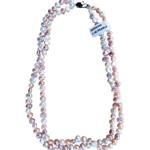 One string of pinkish and white freshwater irregular shaped pearls