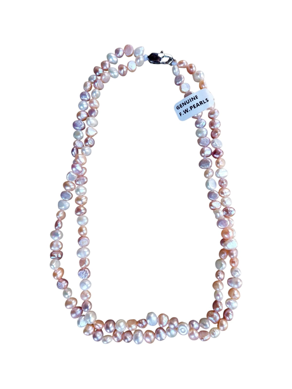 One string of pinkish and white freshwater irregular shaped pearls